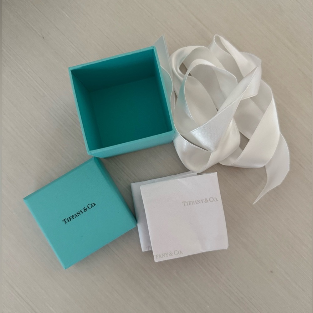 Tiffany & Co. Empty Jewelry Gift Box, Tissue Paper & Ribbon